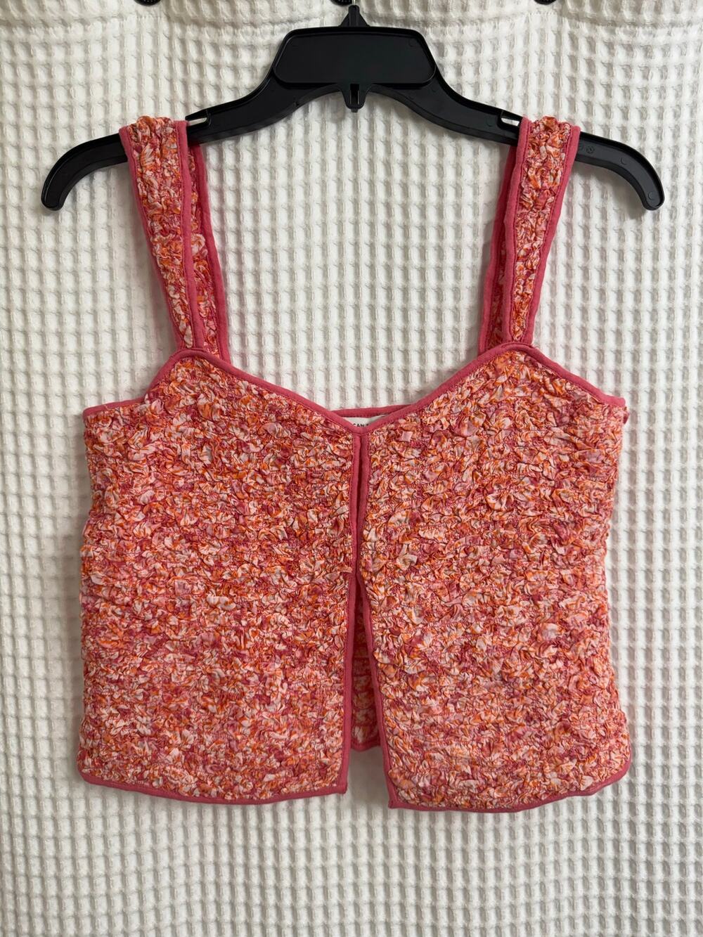 American Eagle Cropped Sleeveless Pink Floral Top Medium NE